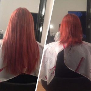 Lange Extensions in der Farbe Rot